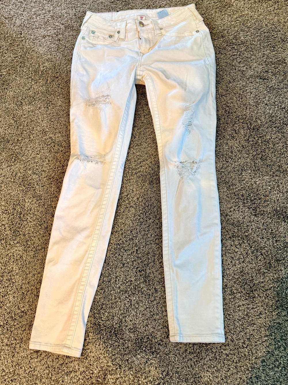 True Religion White Distressed Skinny Jeans for Women